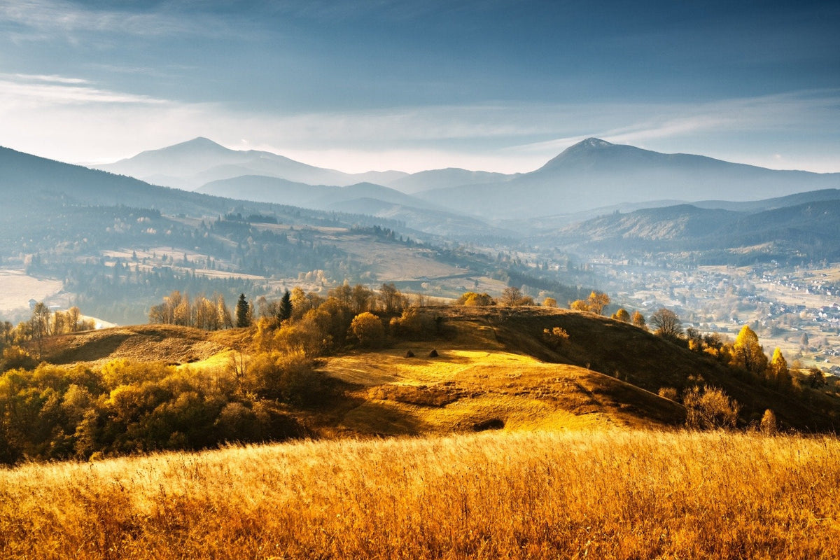 Natural Autumn Mountain Wallpaper Mural in your room — zoomed