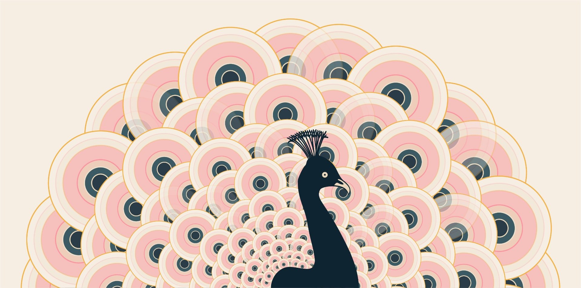 Pink Peacock Pattern Wallpaper Mural