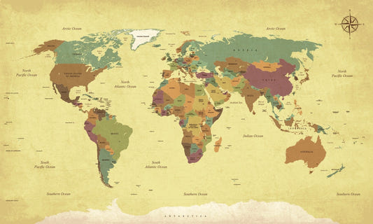 World Map Vintage Wallpaper Mural