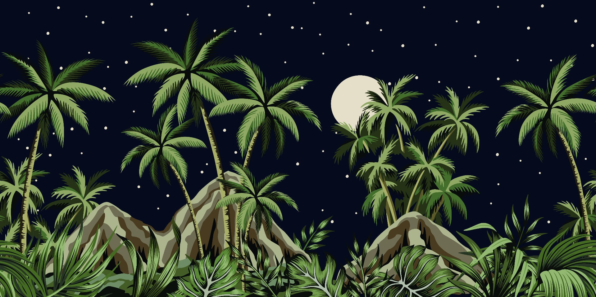 Tropical Night Sky Wallpaper Mural