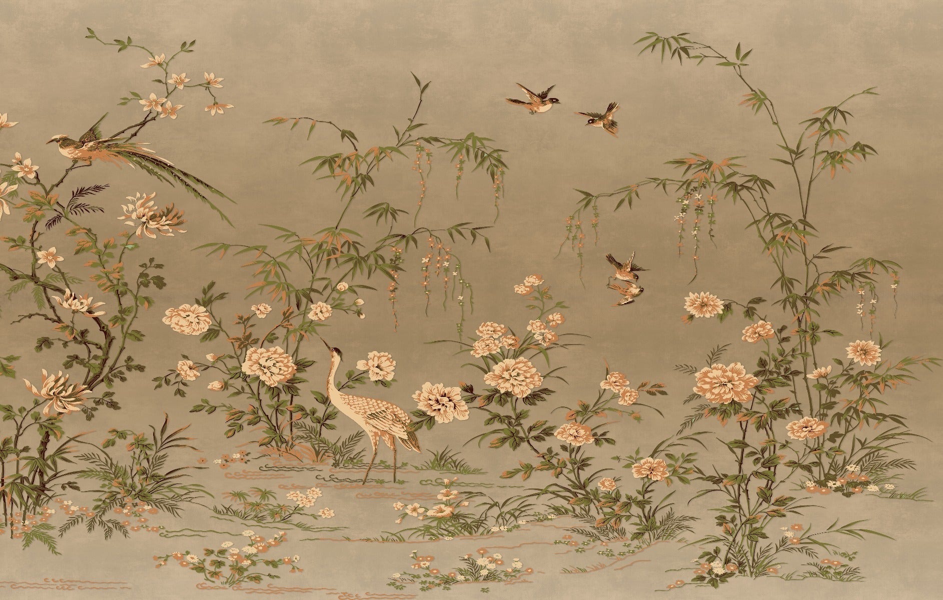 Brown Chinoiserie Wallpaper Mural