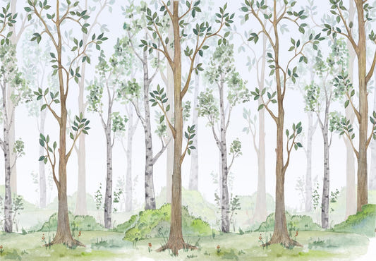 Forest Green Watercolor Wallpaper Mural