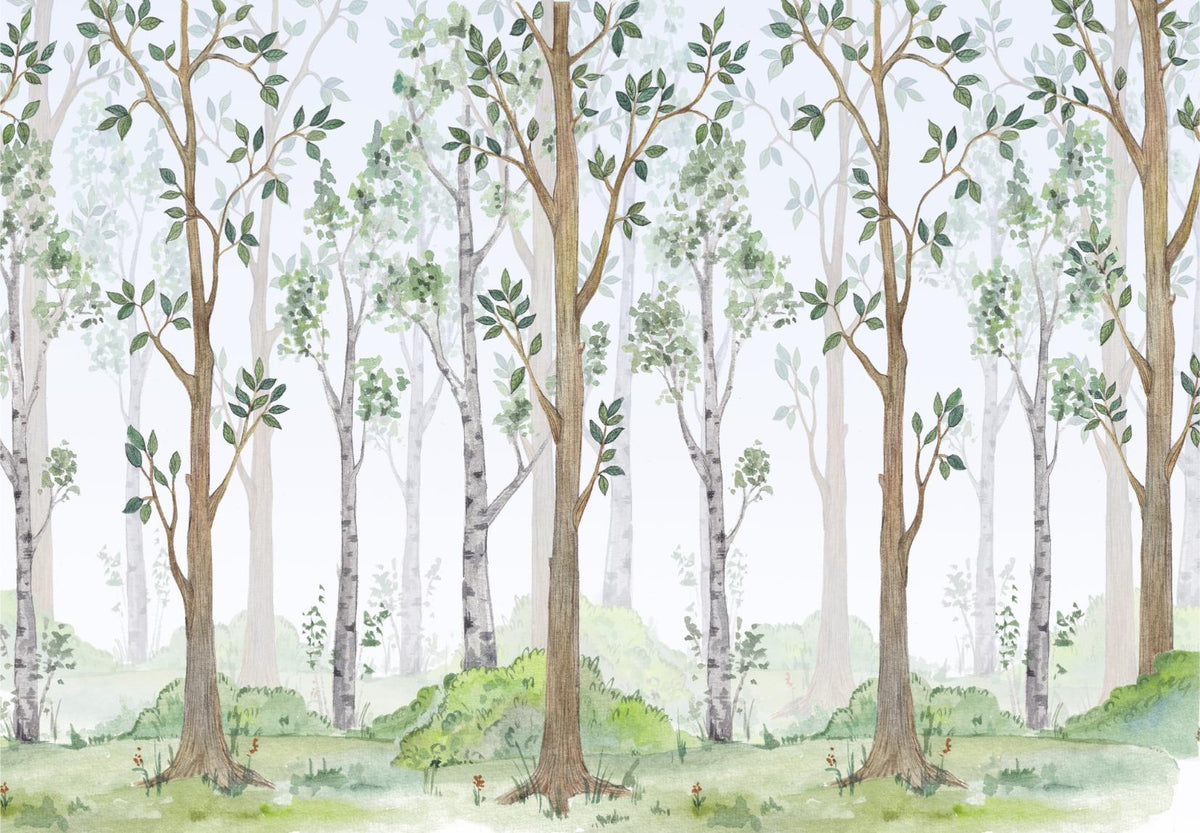 Forest Green Watercolor Wallpaper Mural