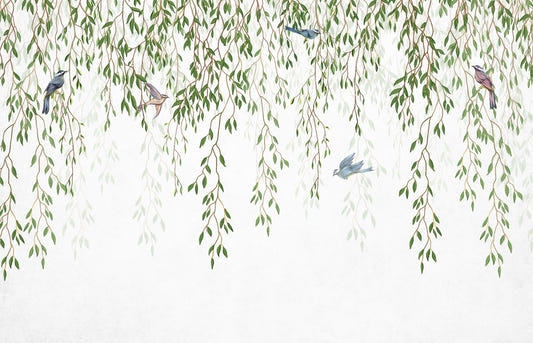 Willow Branches & Birds Wallpaper Mural
