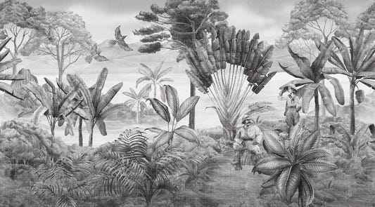 Black and white scenery wallpaper mural