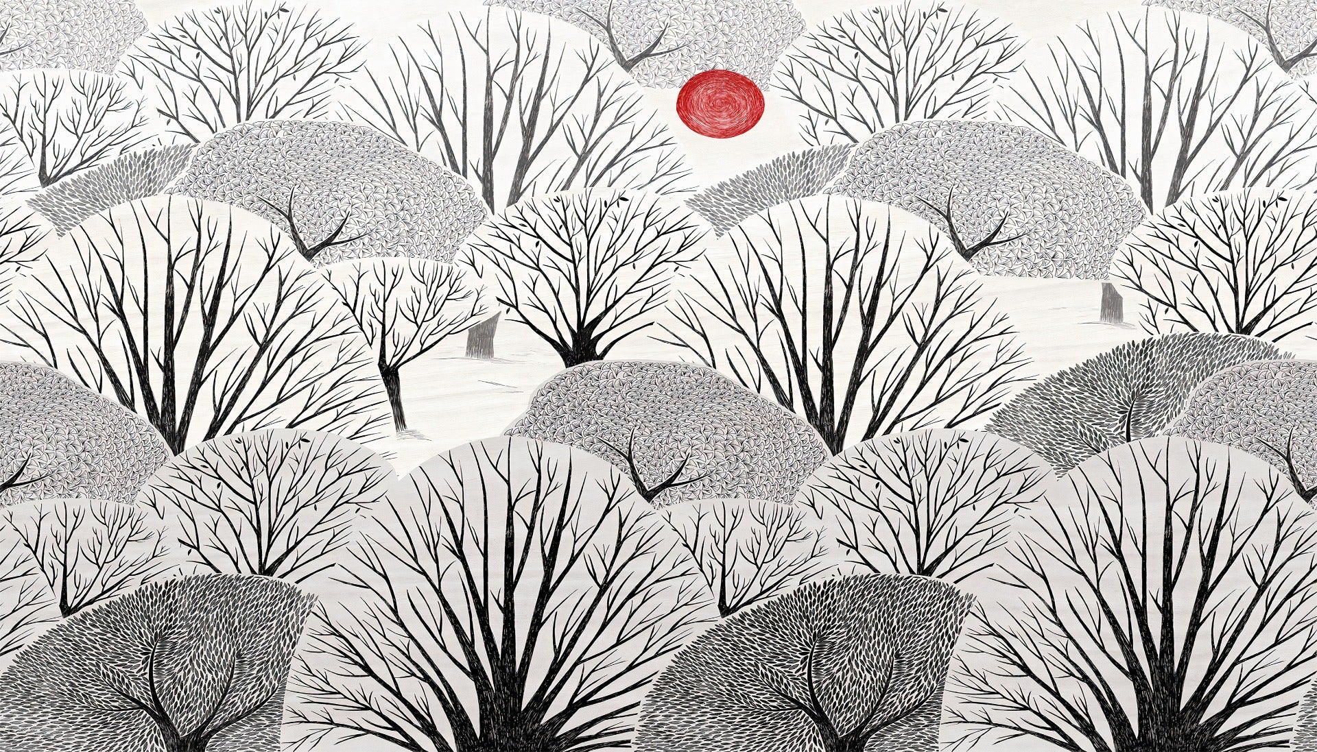 Artistic Black & White Trees Wallpaper Mural
