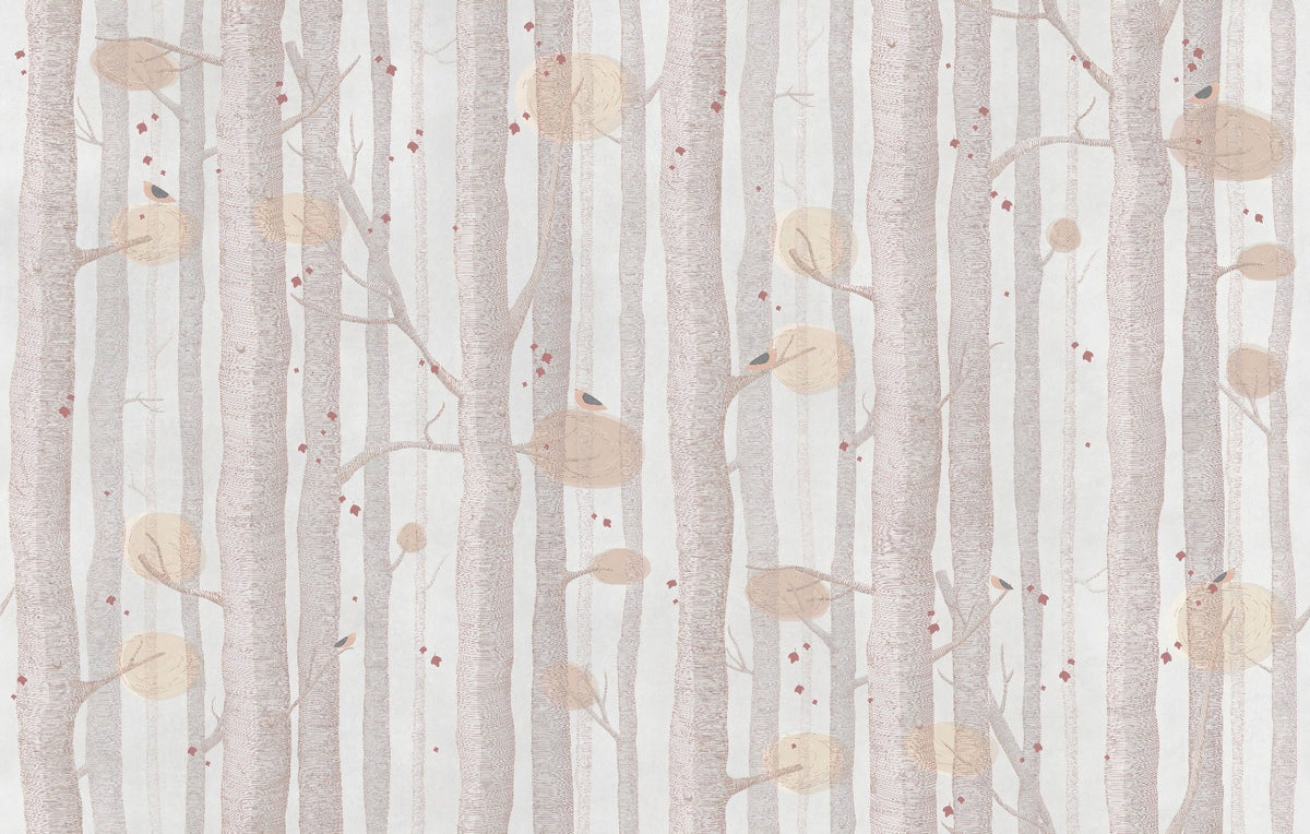 Cream Color Tree Wallpaper Mural in your room — zoomed