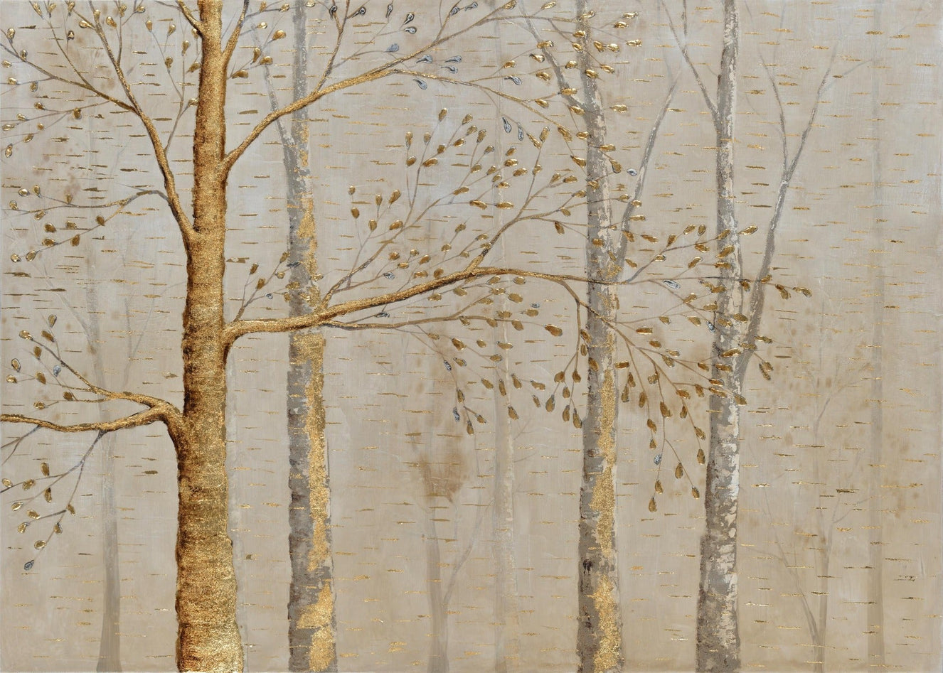 Neutral Toned Golden Leaves Wallpaper