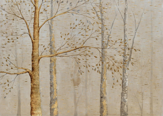 Neutral Toned Golden Leaves Wallpaper