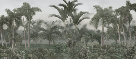 Light & Dark Green Forest Landscape Wallpaper Mural