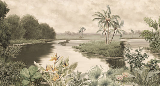 Tranquil Lake Natural Mountainous Art Wall Mural
