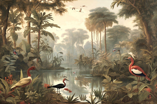 Tropical Coral Island Vintage Wallpaper Mural