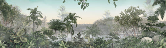 Tropical Trees Under Cerulean Skies Wallpaper Mural