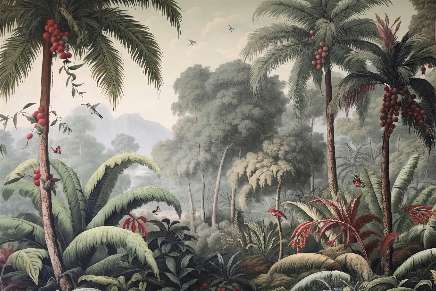 Dense Rain Forest Trees Wallpaper Mural