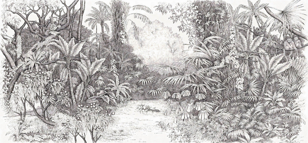 Black & White Nature Scenario Wallpaper Wall Mural in your room — zoomed