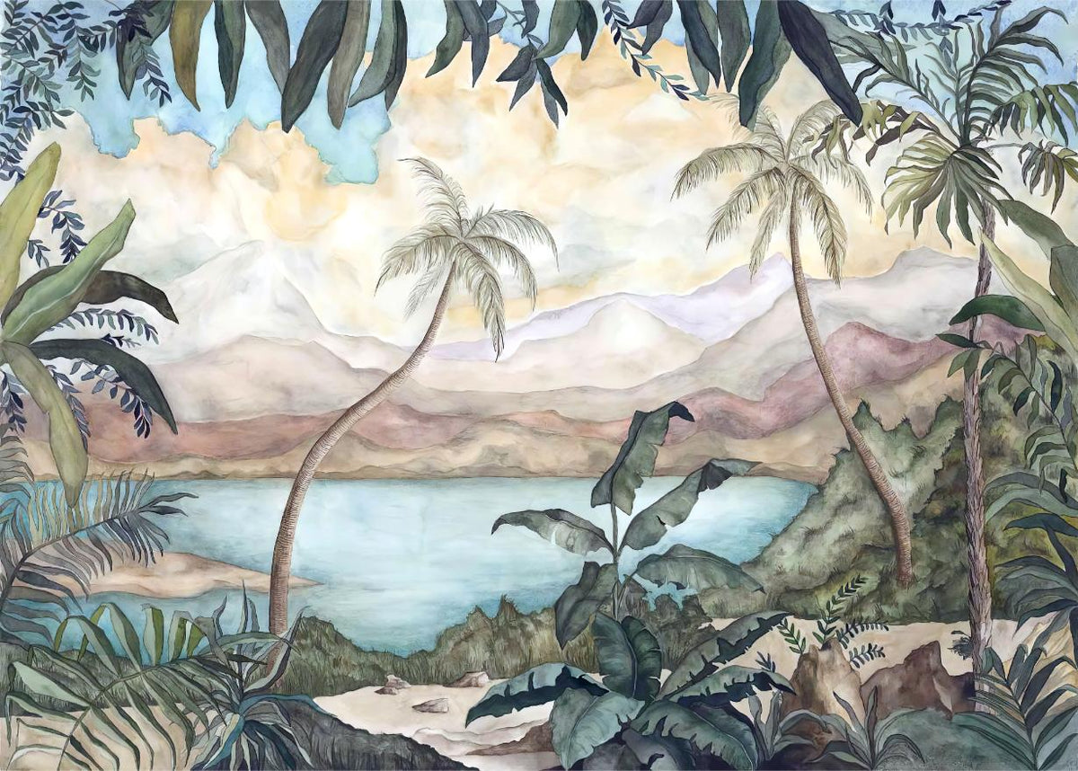 Green Pond Vegetation Tropical Wallpaper Mural
