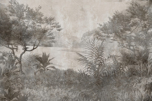 Gray Vintage Palm Tree Wallpaper Mural