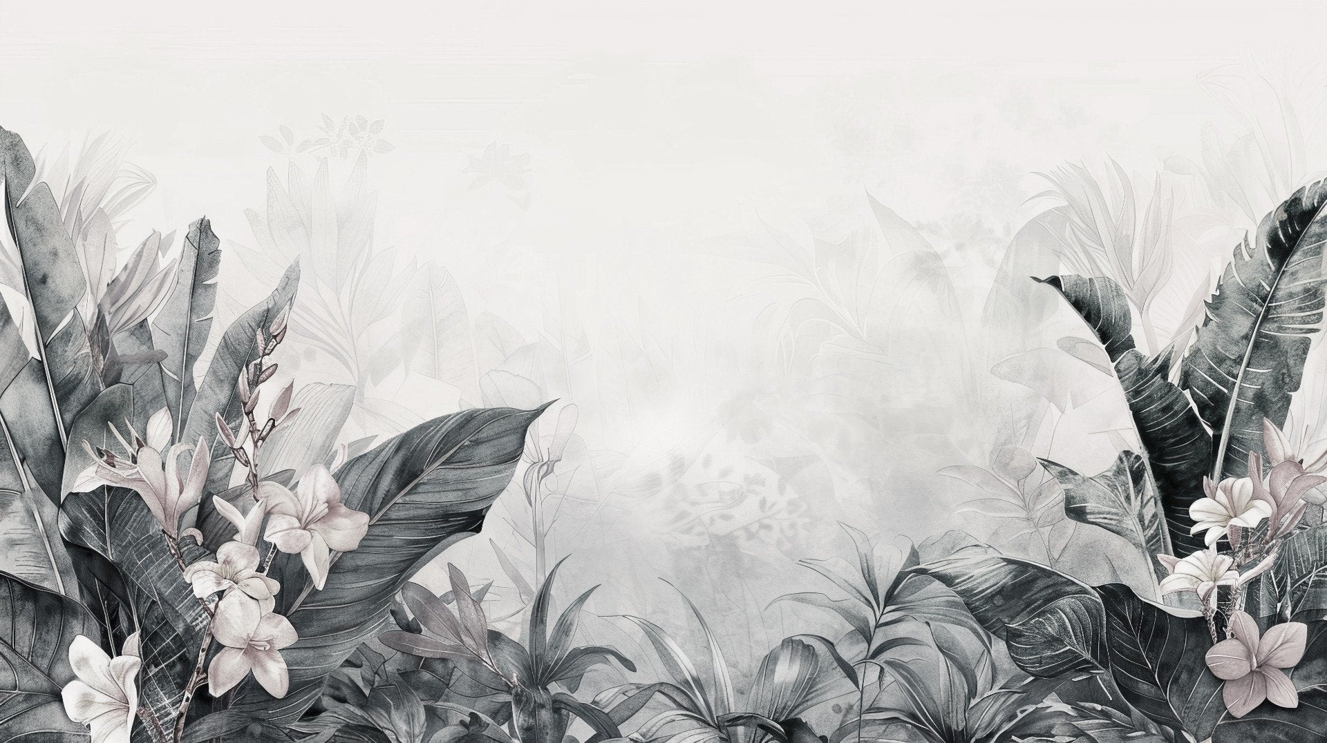 Vintage Tropical Forest Leaves Wallpaper Murals