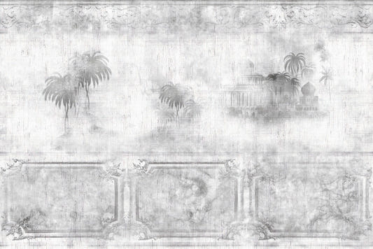 Gray Retro Foggy Trees wallpaper