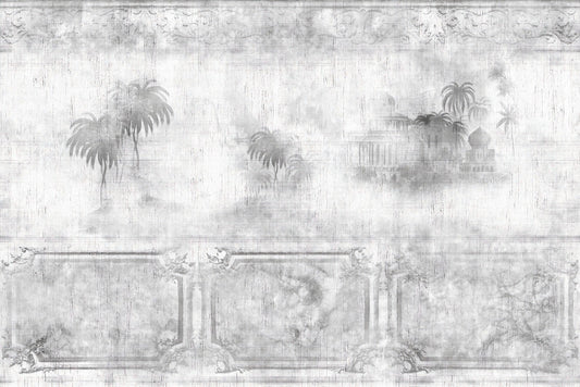 Gray Retro Foggy Trees wallpaper