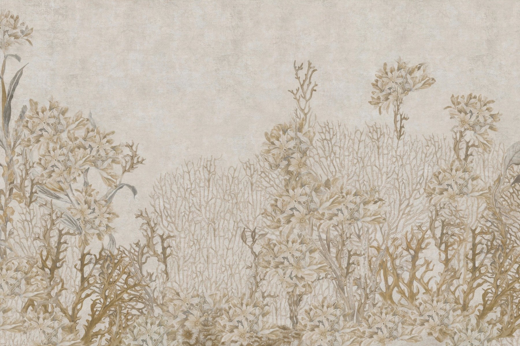 Monotone Sepia Flowers Shaded Wallpaper Murals
