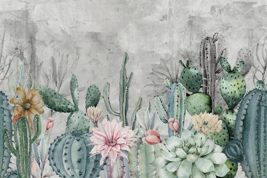 Desert Oasis Cacti Stick on Wallpaper