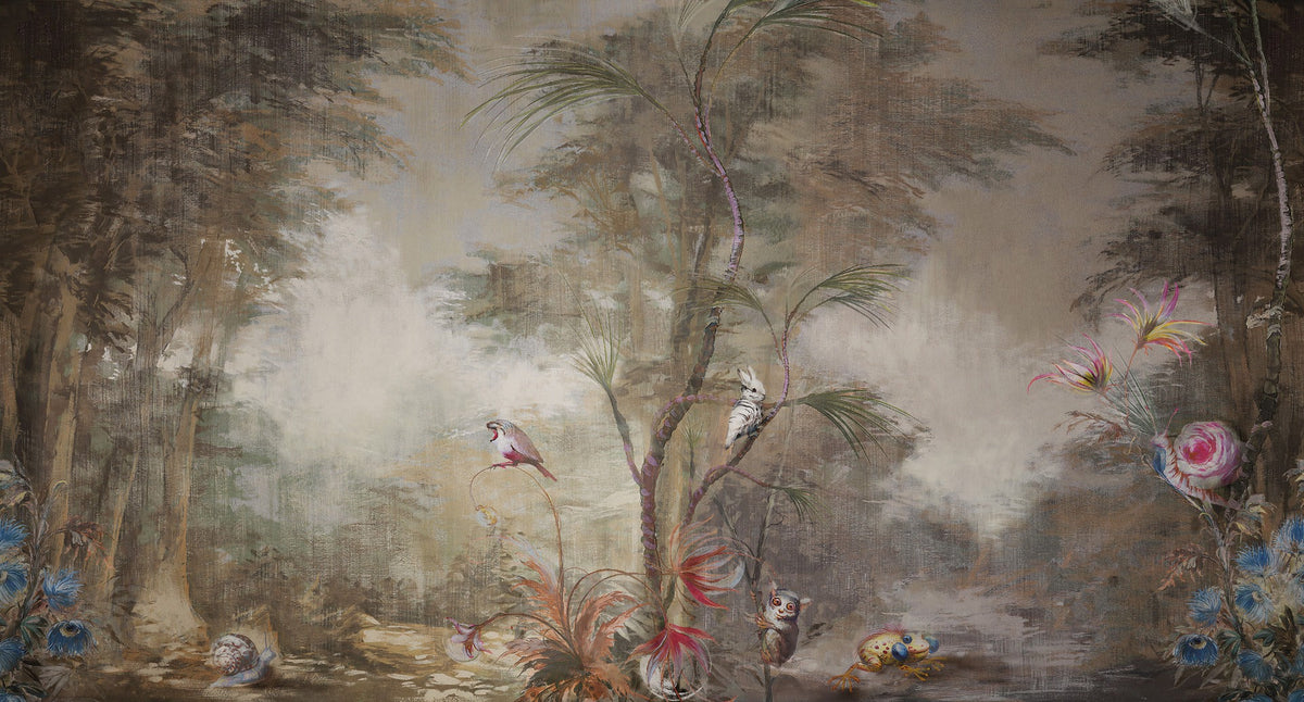 Misty Forest Wallpaper Mural in your room — zoomed