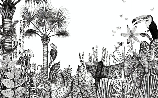 Charcoal Pencil Art Tropical View Wallpaper