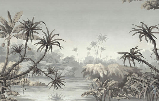 Tropical Foggy Forest Wallpaper Mural