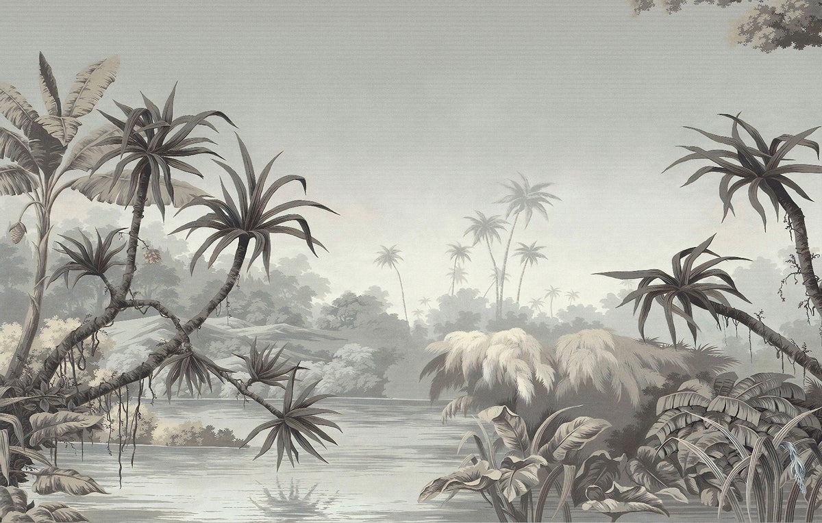 Tropical Foggy Forest Wallpaper Mural