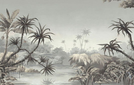 Tropical Foggy Forest Wallpaper Mural