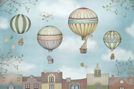 Sky Venture Hot Air Balloon Kids Room Wallpaper