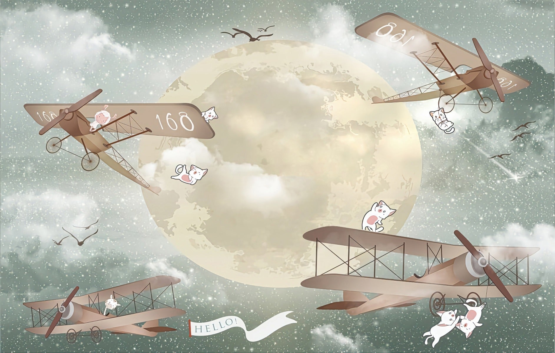Lunar Flight Kids Wallpaper Murals