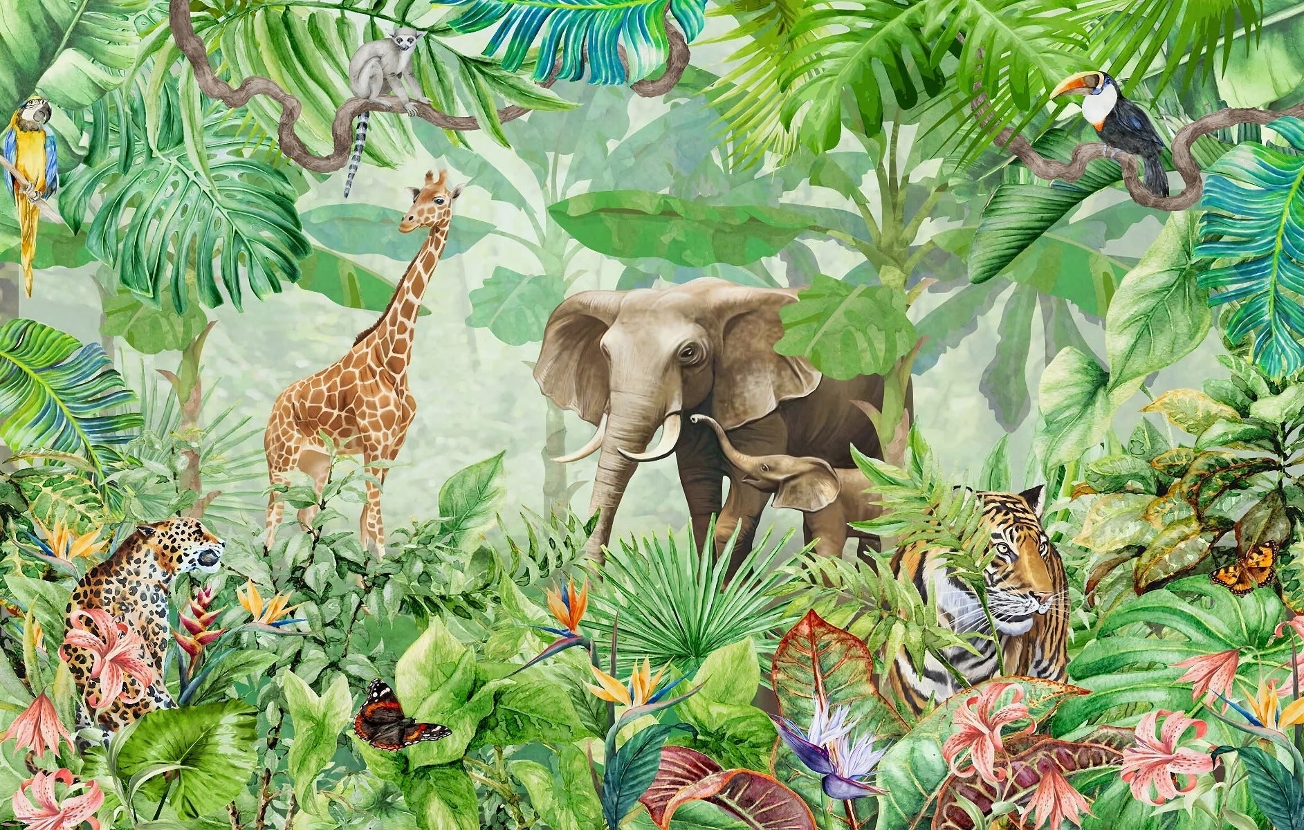 Jungle Fun Kids Room Wallpaper Mural