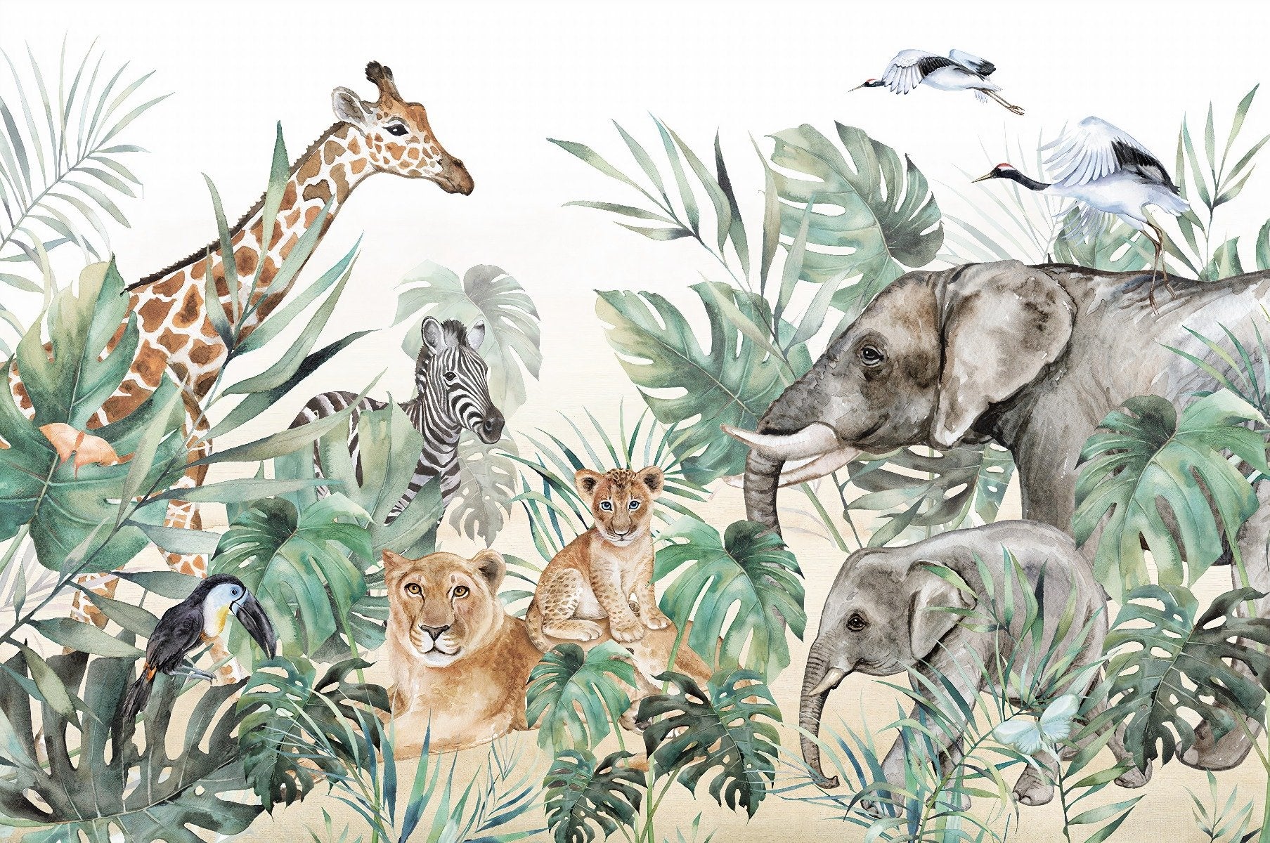 Jungle Scene Kids Room Wallpaper Mural