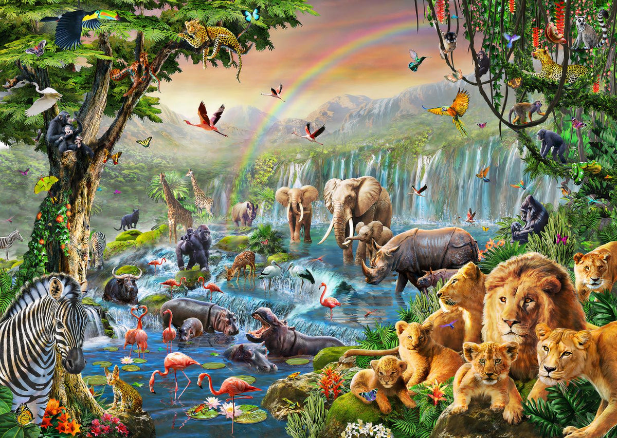 Majestic Falls and Wildlife Kids Room Wallpaper
