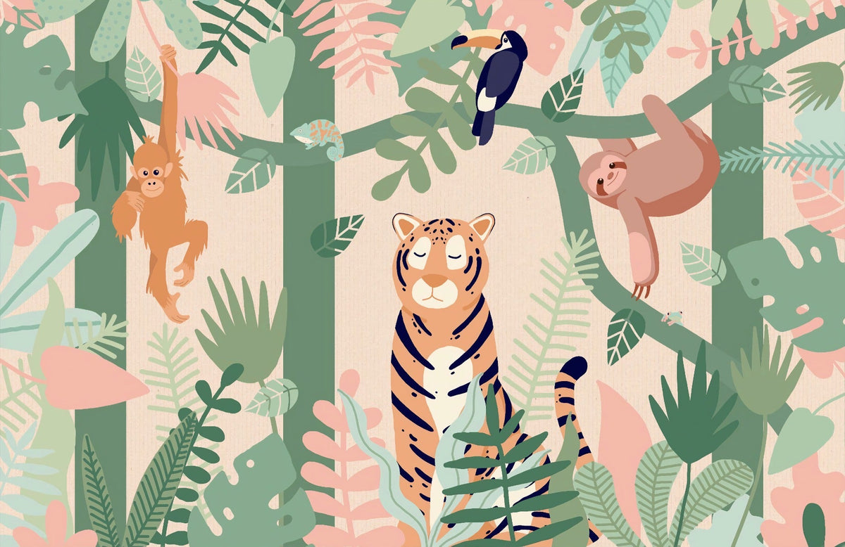 Tropical Forest Wonderland Wallpaper Mural in your room — zoomed
