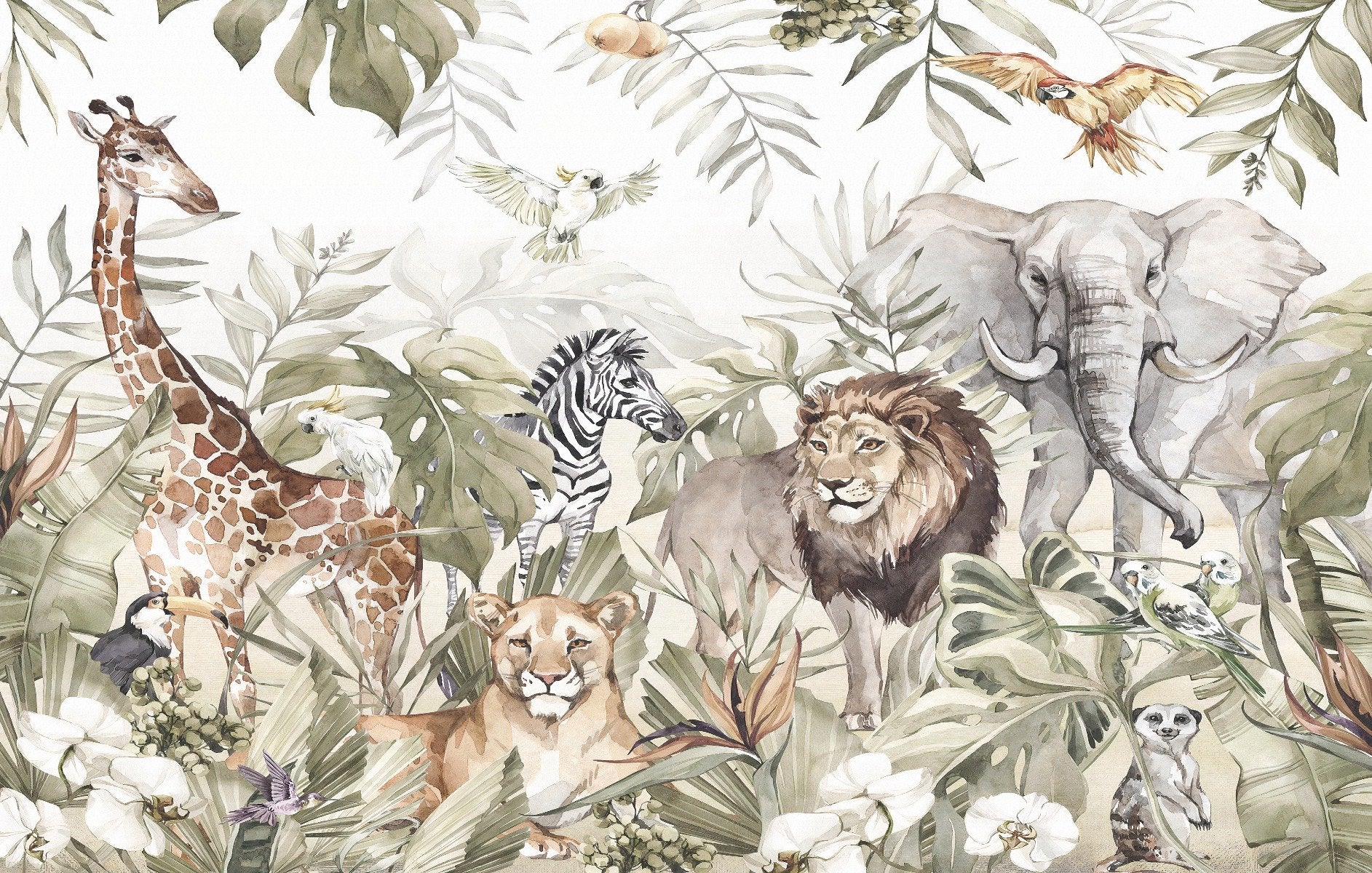 Colorful Wildlife Tapestry Wall Mural