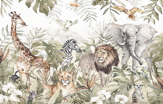 Colorful Wildlife Tapestry Wall Mural