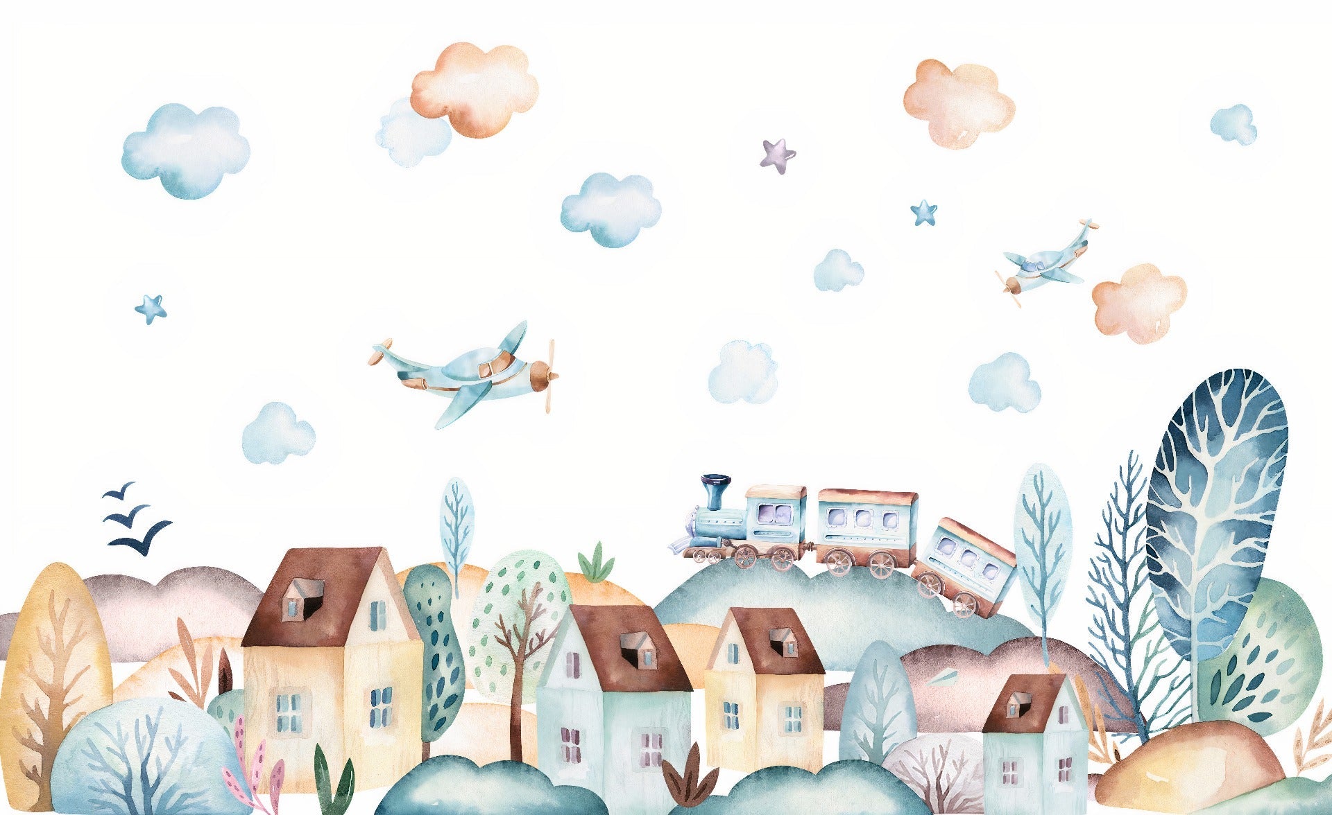 Watercolor  kids room Wallpaper Murals