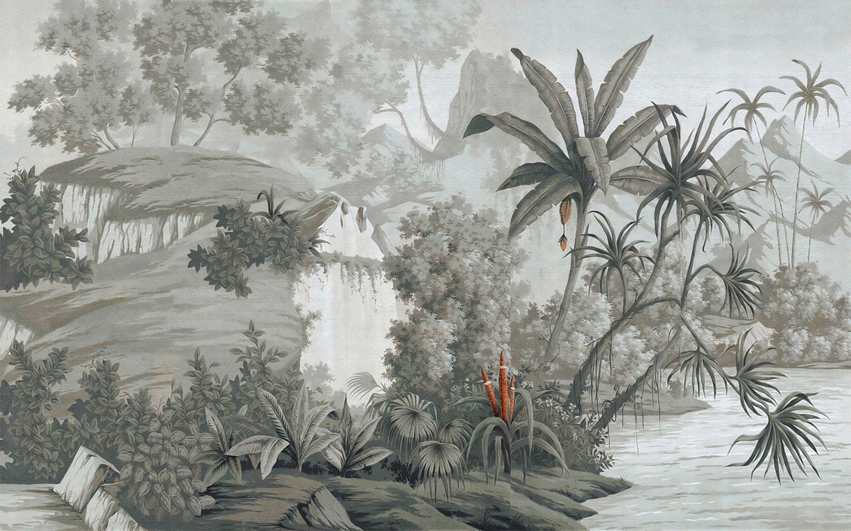 Green Wilderness Wallpaper Mural in your room — zoomed