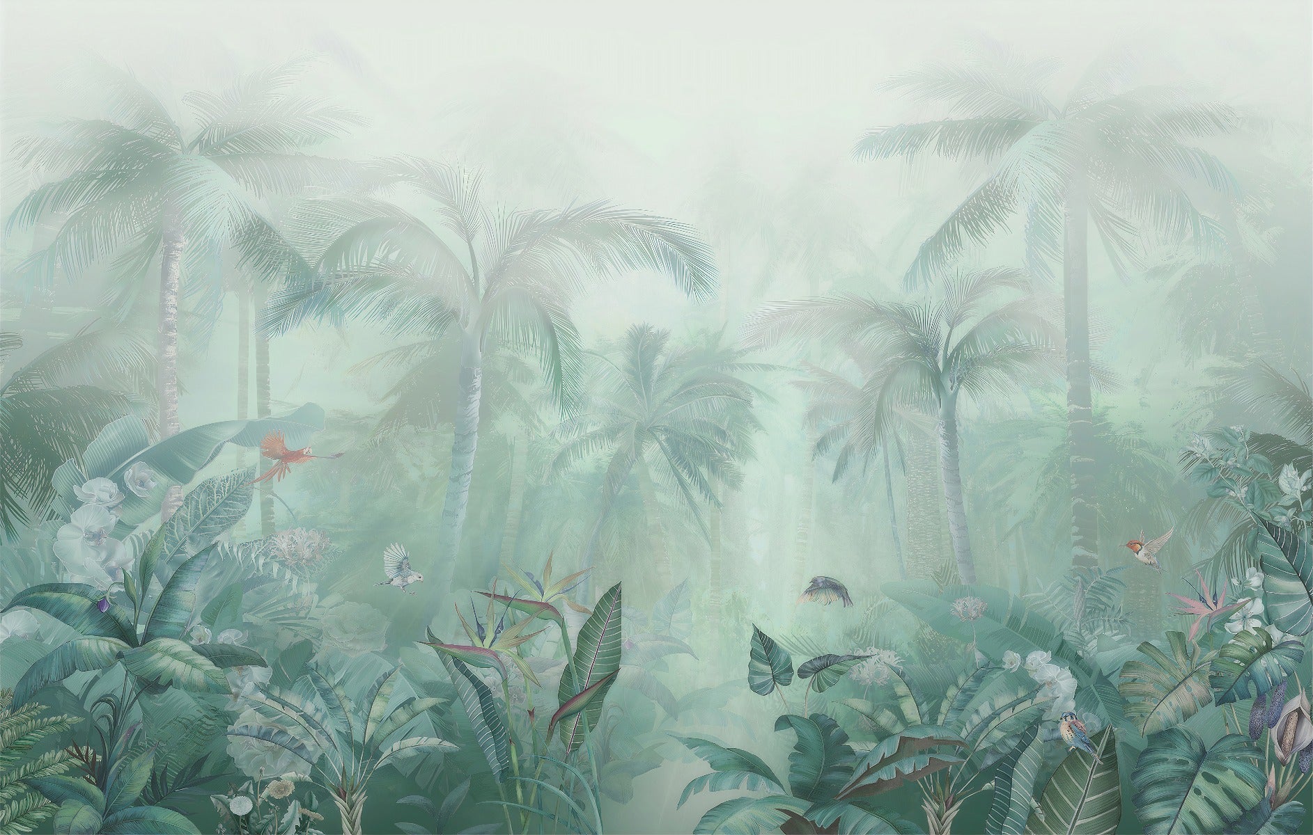 Mint Green Forest Oasis Wallpaper