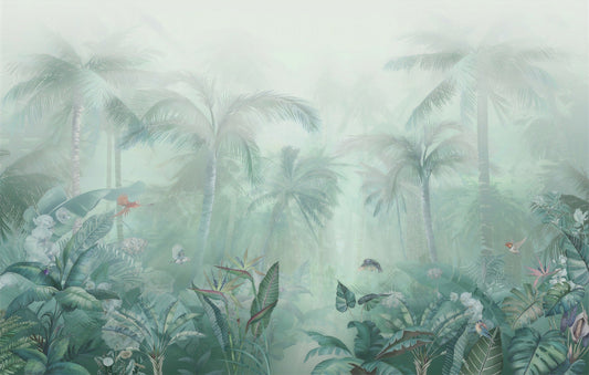 Mint Green Forest Oasis Wallpaper