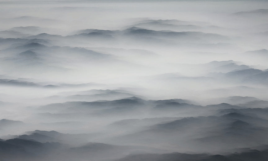 Majestic Foggy Horizon Bathroom Wallpaper in your room — zoomed