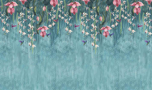 Turquoise Blooming Flower  Wall Mural