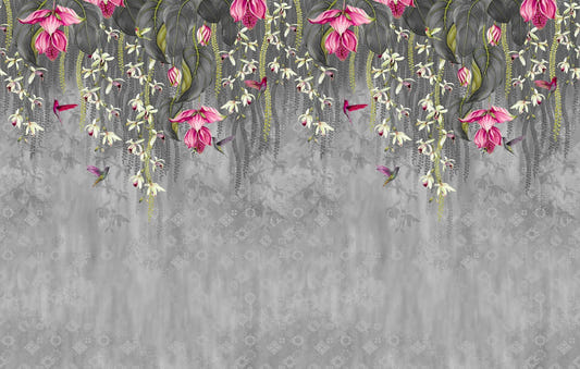 Vibrant Floral Waterfall Bedroom Wallpaper