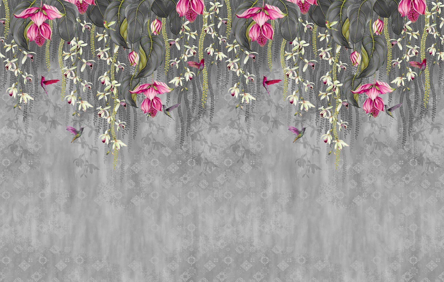 Vibrant Floral Waterfall Bedroom Wallpaper