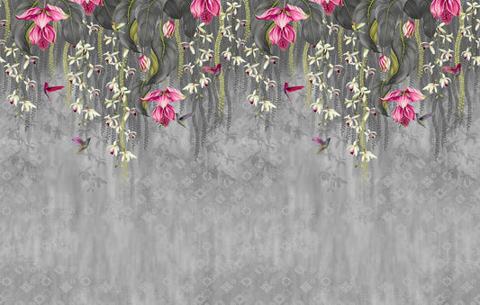 Vibrant Floral Waterfall Bedroom Wallpaper
