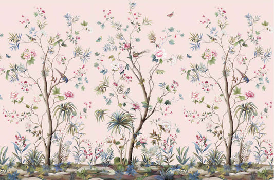 Floral Design Pink Chinoiseries wallpaper