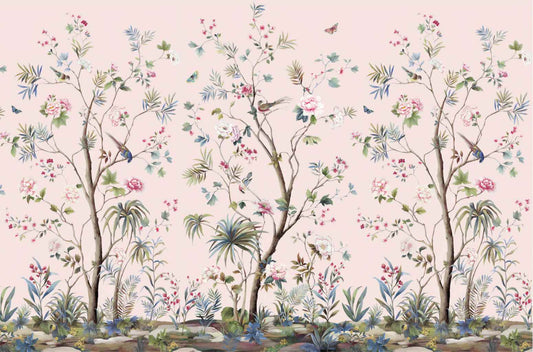 Floral Design Pink Chinoiseries wallpaper